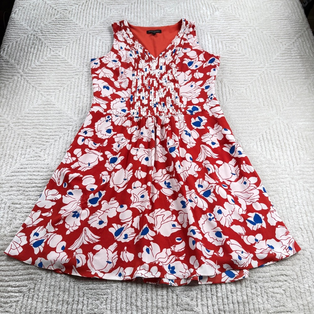 Banana Republic Dress Women's 10 Red White Brunch Garden Party Preppy Office
